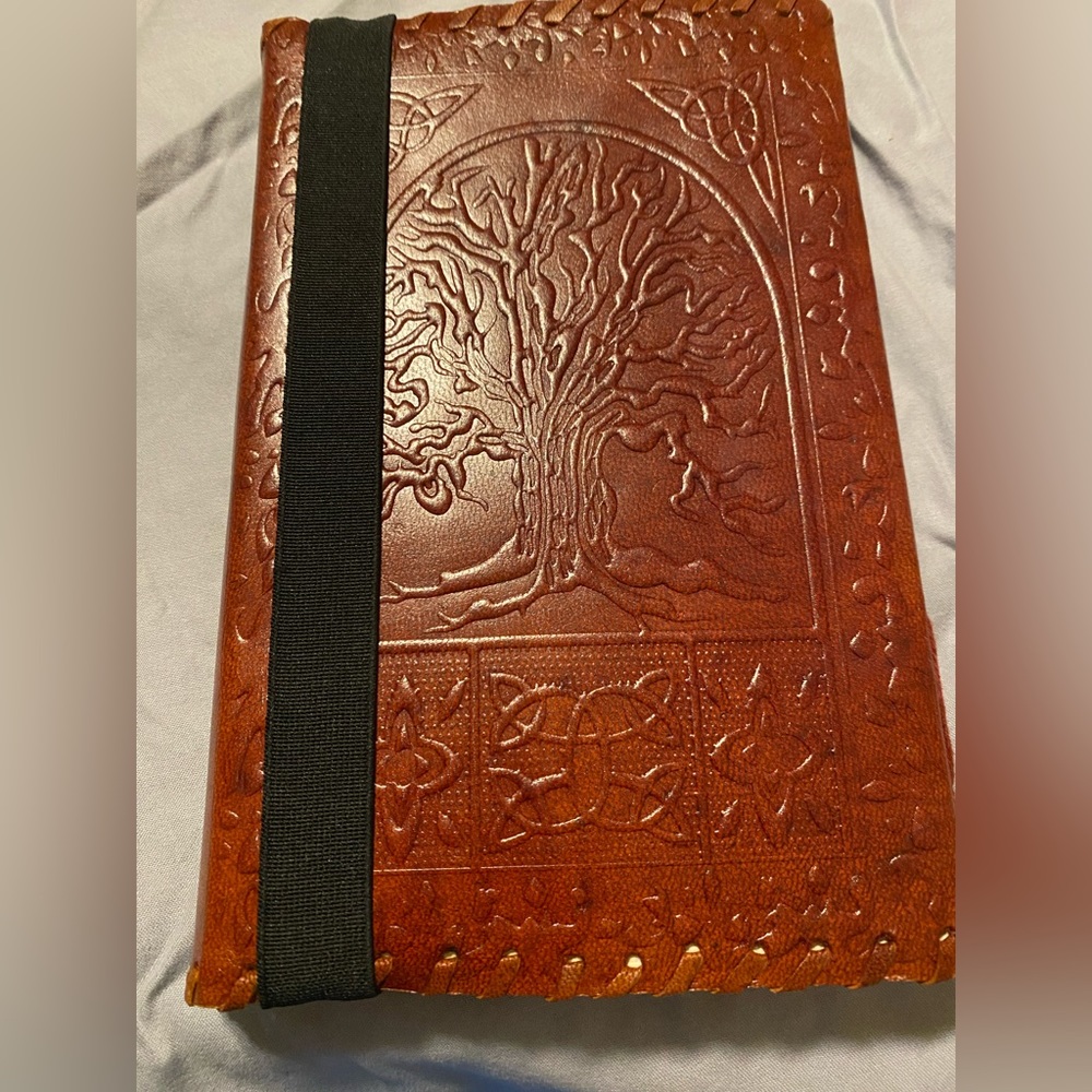 🌲Faux Leather Handmade Tree of Life journal with flower petal embedded pages🌺